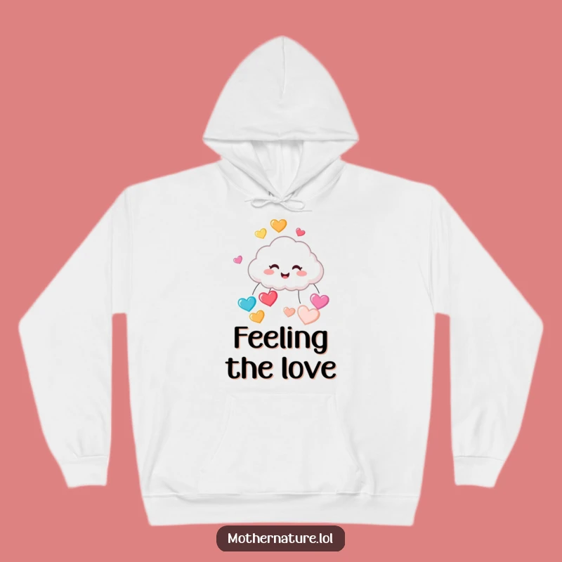 Funny Cloud Raining Hearts Hoodie: Cozy Giggling Character Wear, Ideal Funny Gift