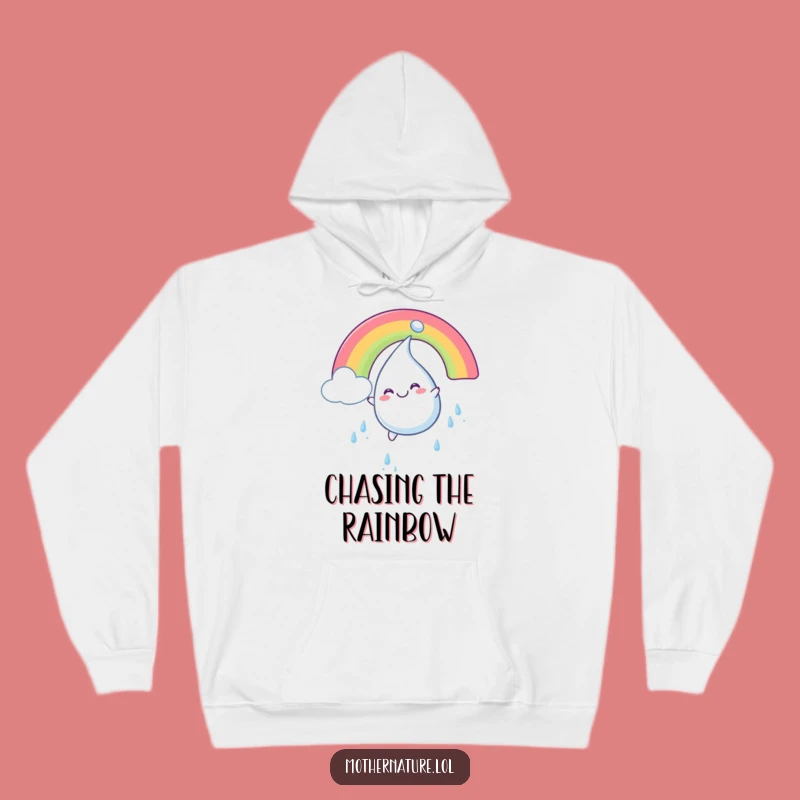 Funny Raindrop Rainbow Hoodie: Smiling Character Comfort, Perfect Funny Gift