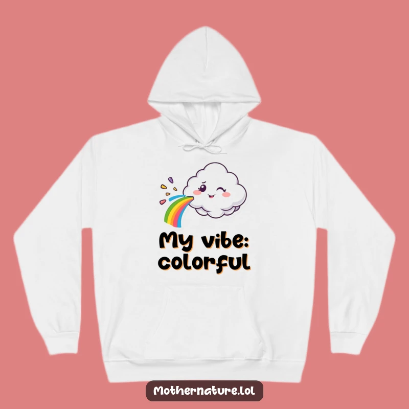 Cozy Funny Cloud Rainbow Hoodie - Mischievous Character Comfort