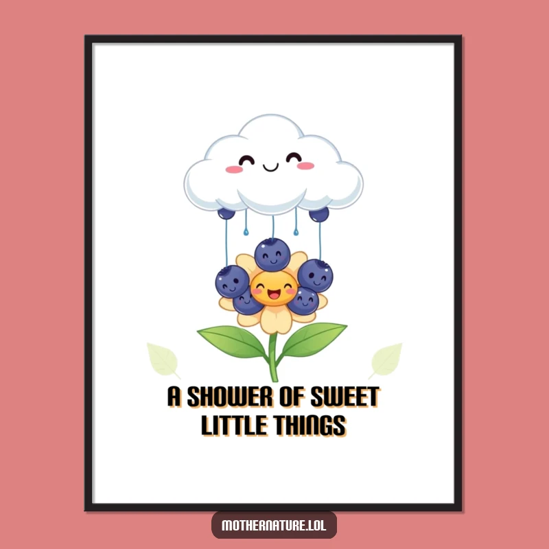 Funny Free Printable Wall Art: Blueberry Rain Shower Downloadable Decor