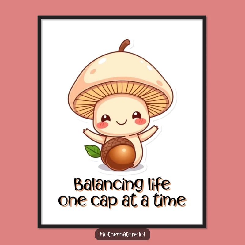 Funny Free Printable Wall Art: Mushroom's Acorn Balance Downloadable Decor
