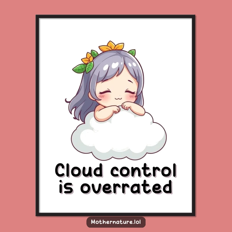 Free Printable Wall Art: Playful Mother Nature Tickling Cloud - Funny Downloadable Art & Decor