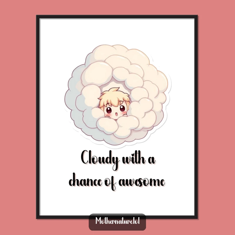 Free Printable Wall Art: Surprised Character Cloud Peek Funny Downloadable Art
