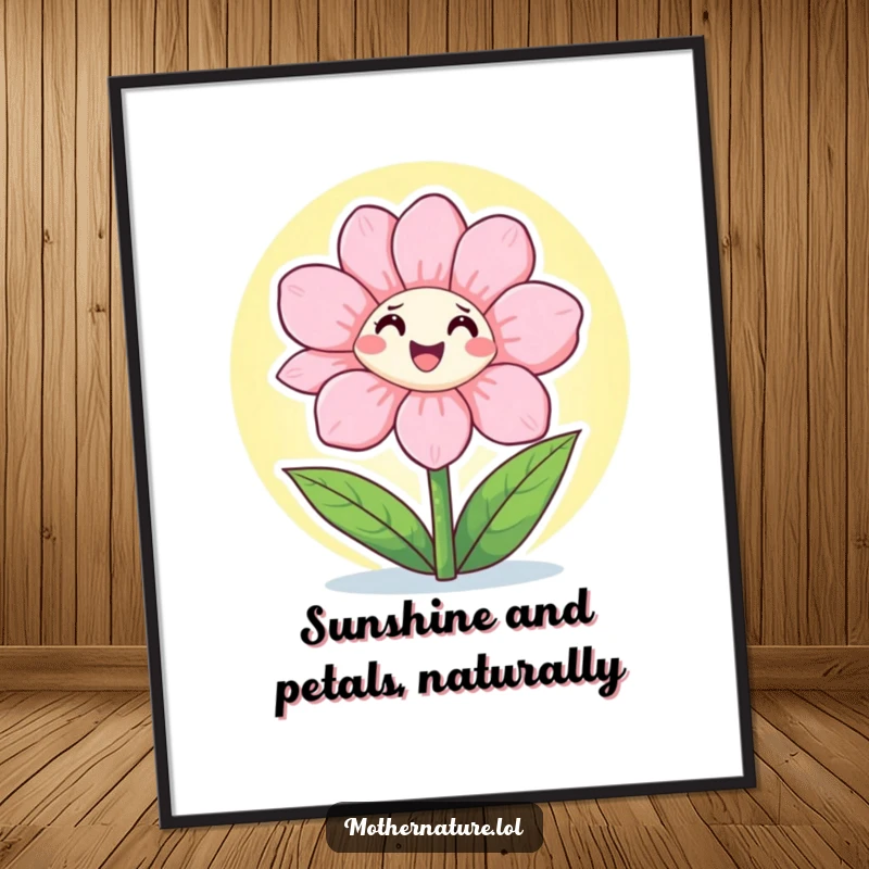 Cheerful Free Printable Wall Art: Adorable flower character joyfully opening its petals wide to soak up the warm sunshine.