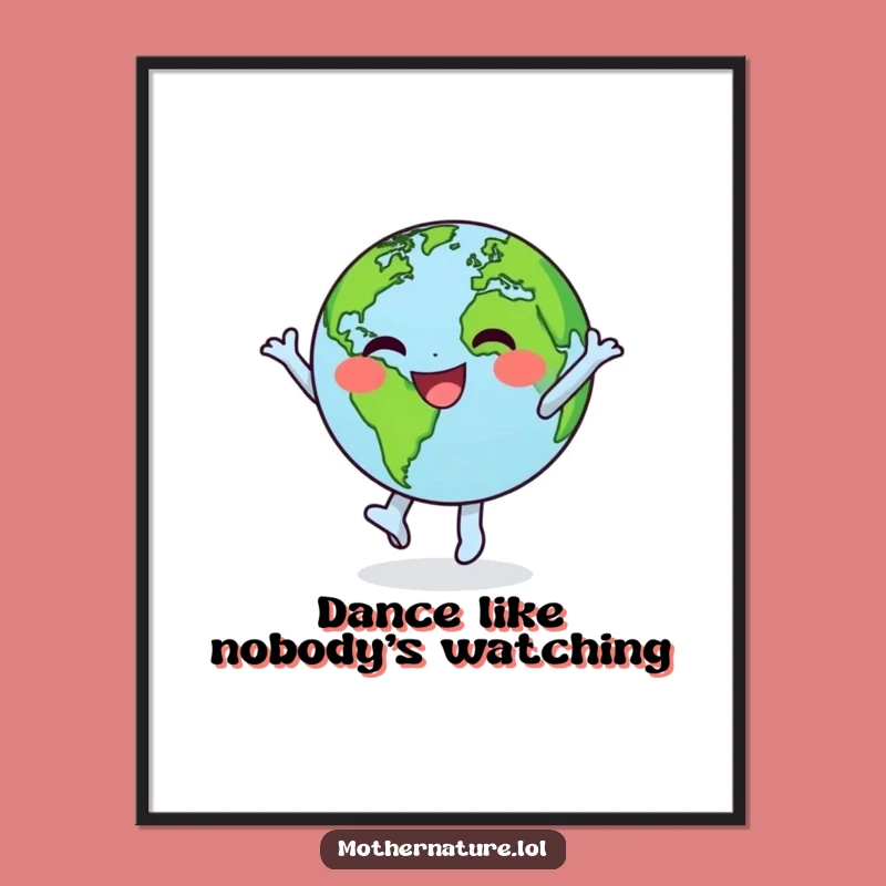 Free Printable Wall Art: Dancing Earth, Funny Downloadable Whimsical World Decor