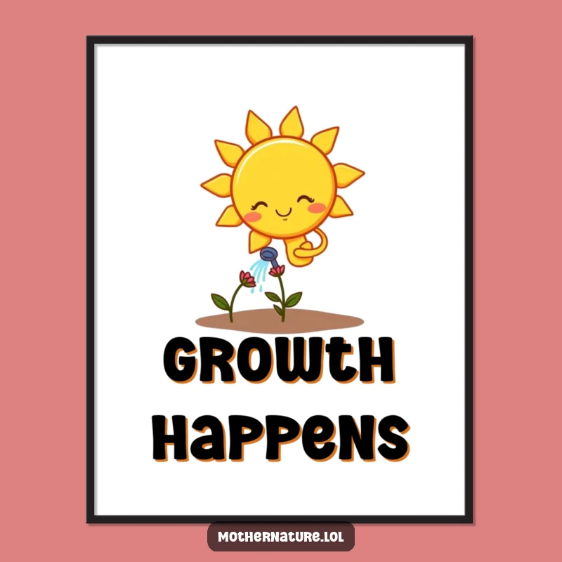 Free Printable Wall Art: Funny Sun Tries to Save Flower, Humorous Downloadable Decor