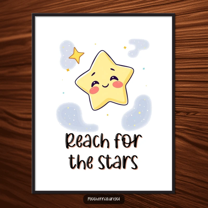 Funny Free Printable Wall Art: Giggling star winks playfully from a vibrant night sky. Whimsical and humorous downloadable art.
