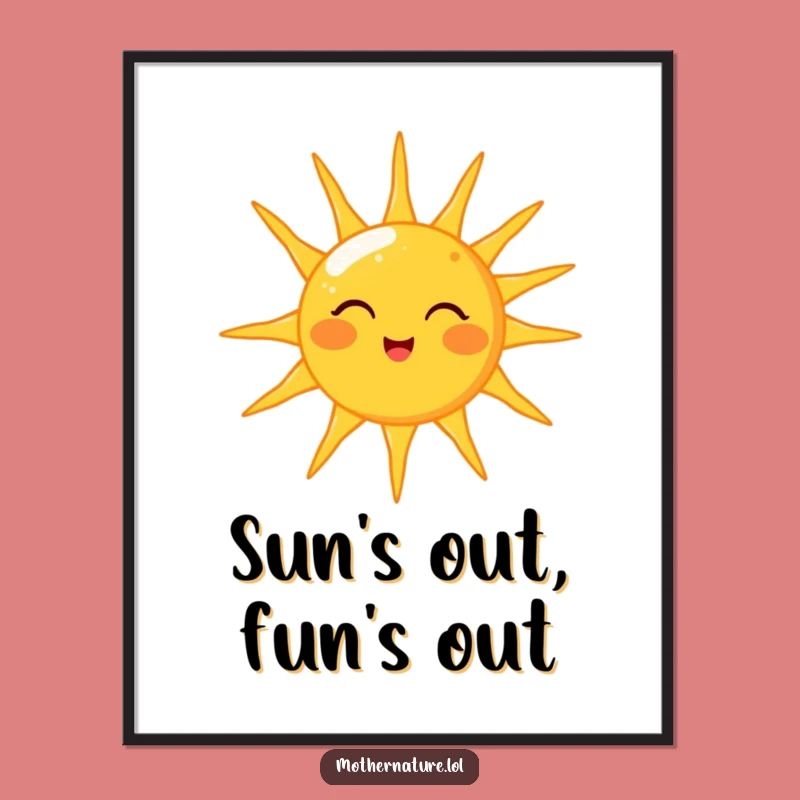 Free Printable Wall Art: Winking Sun, Funny Downloadable Golden Light Decor