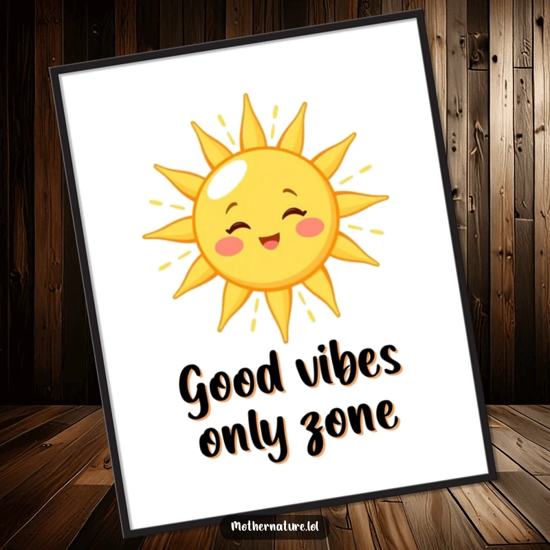 Funny Free Printable Wall Art: Cheerful sun winks, showering earth with golden light, adding sunny humor to decor.