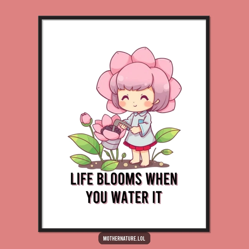 Free Printable Blooming Character Wall Art: Happy Gardener Oversized Flower Decor