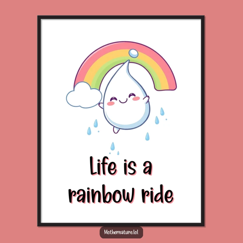 Free Printable Wall Art: Raindrop on Rainbow, Funny Downloadable Colorful Decor