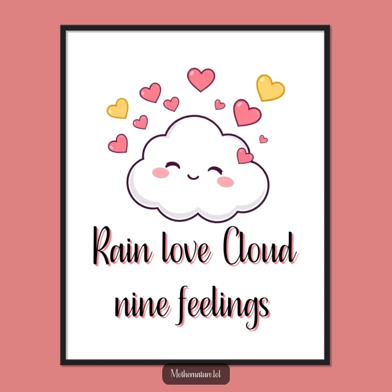 Free Printable Wall Art: Giggling Heart-Raining Cloud Poster, a Cute, Downloadable Art Piece for a Cheerful Room