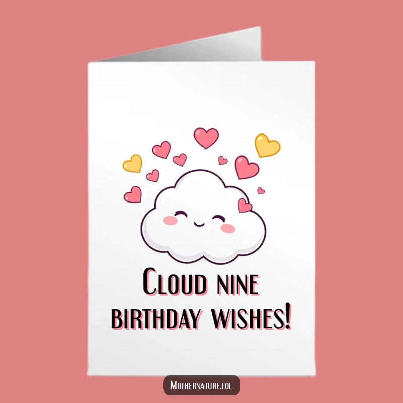 Free Printable Birthday Card: Giggling Cloud Raining Hearts, a Cute and Funny Downloadable for a Joyful Celebration