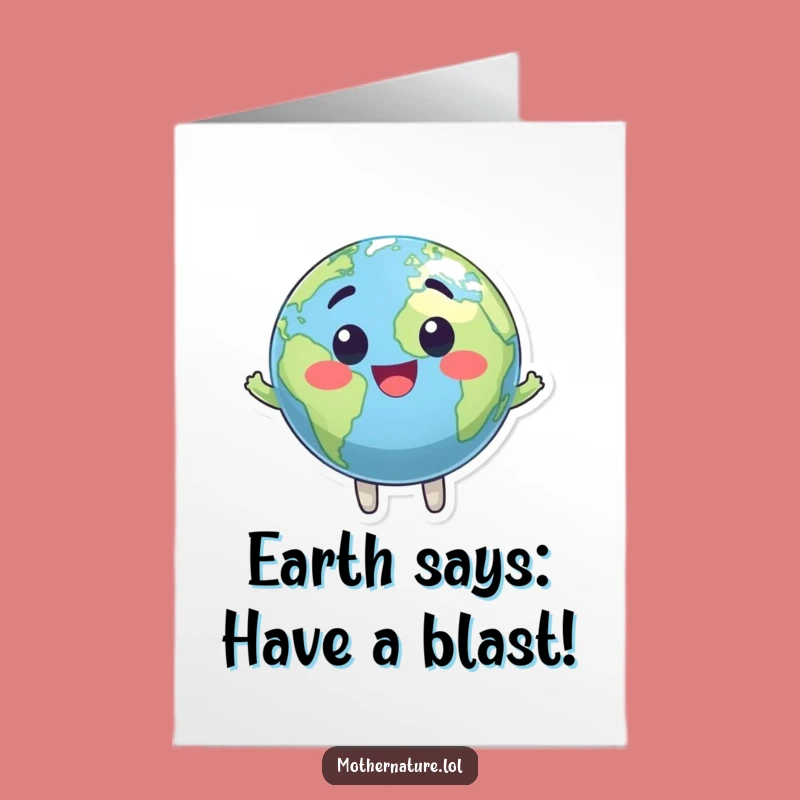 Free Printable Birthday Card: Funny Earth Globe Character, Perfect Downloadable Greeting