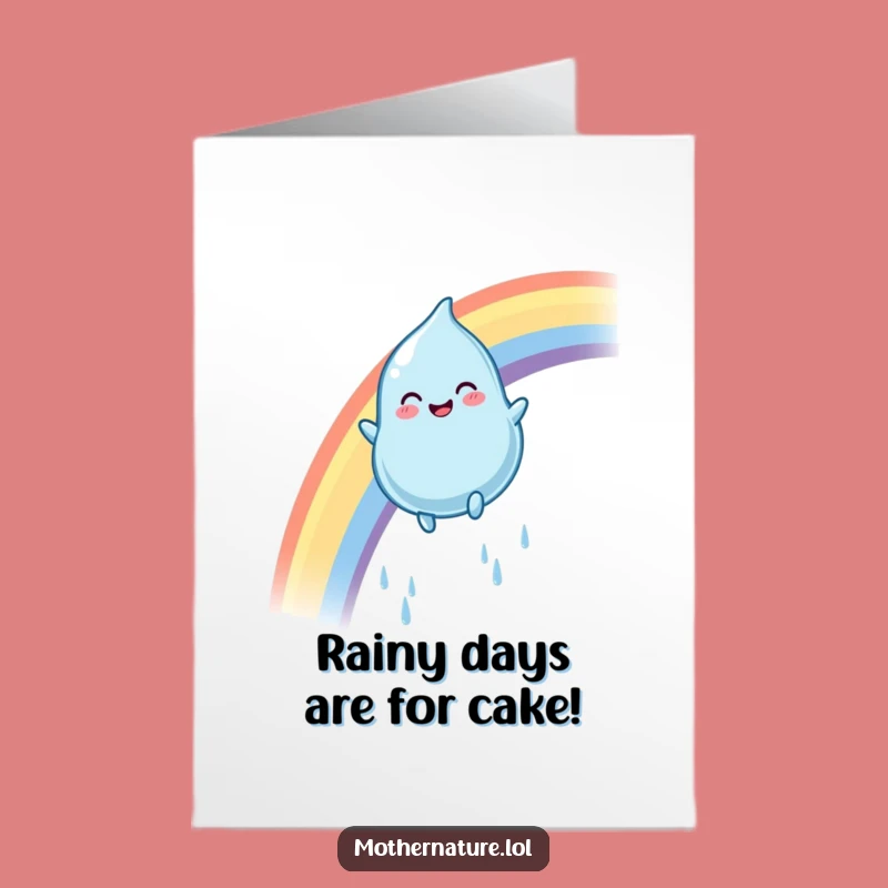 Free Printable Birthday Card: Glee Drop on Rainbow, Funny Downloadable Gift Greeting for a Splashy Day