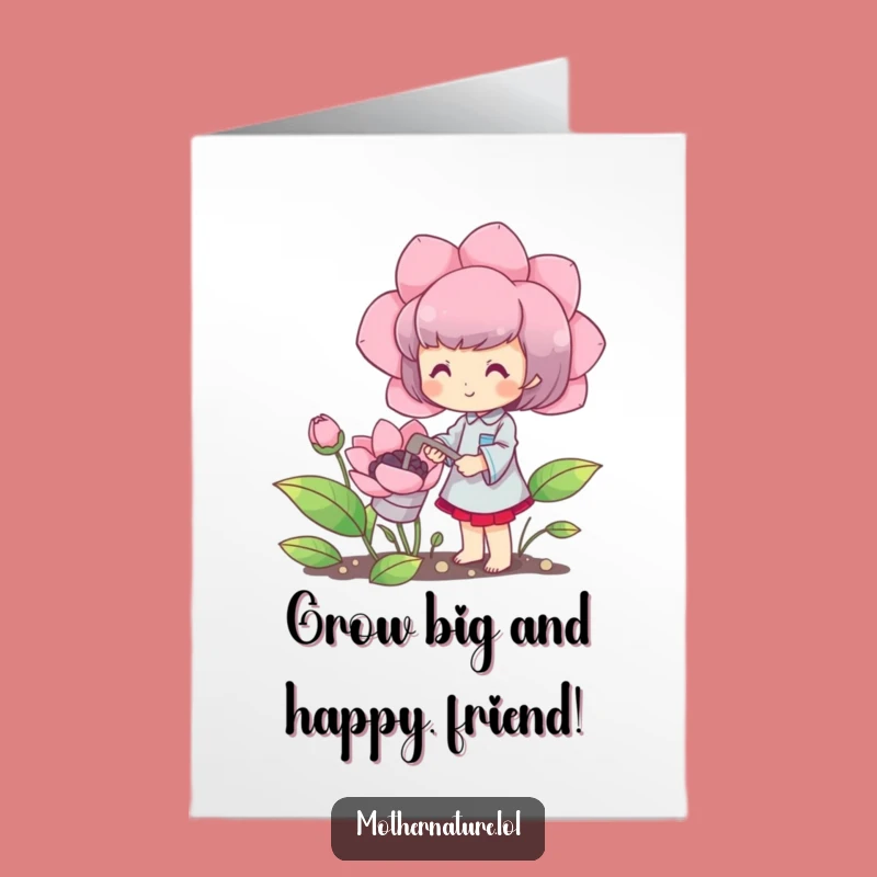 Free Printable Blooming Character Birthday Card: Happy Gardener Fun Downloadable