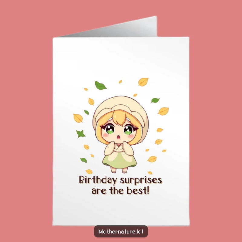 Free Printable Funny Birthday Card: Surprised Mother Nature's Leafy Surprise - Downloadable & DIY Gift