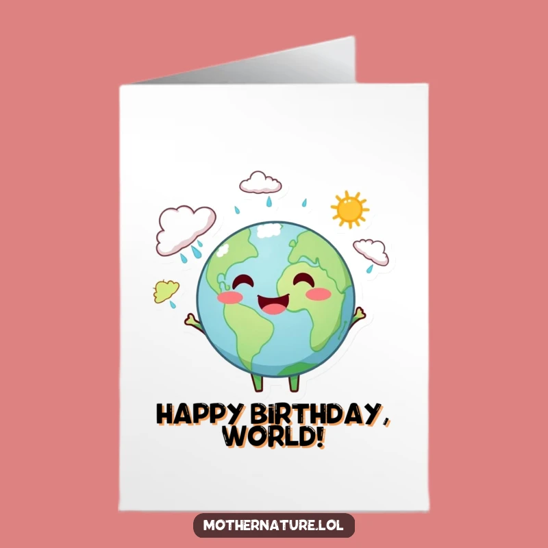 Free Printable Earth Birthday Card: Smiling Juggler Clouds Sunshine Downloadable Gift