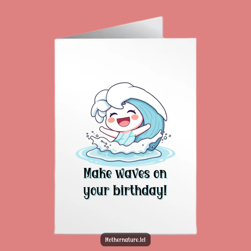 Free Printable Funny Birthday Card: Laughing Wave Splash - Energetic Downloadable Gift!