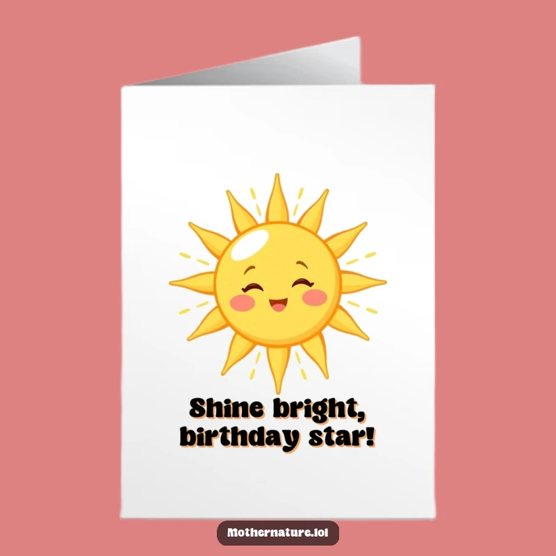 Free Printable Birthday Card: Winking Sun's Golden Light, Funny Downloadable Gift Greeting