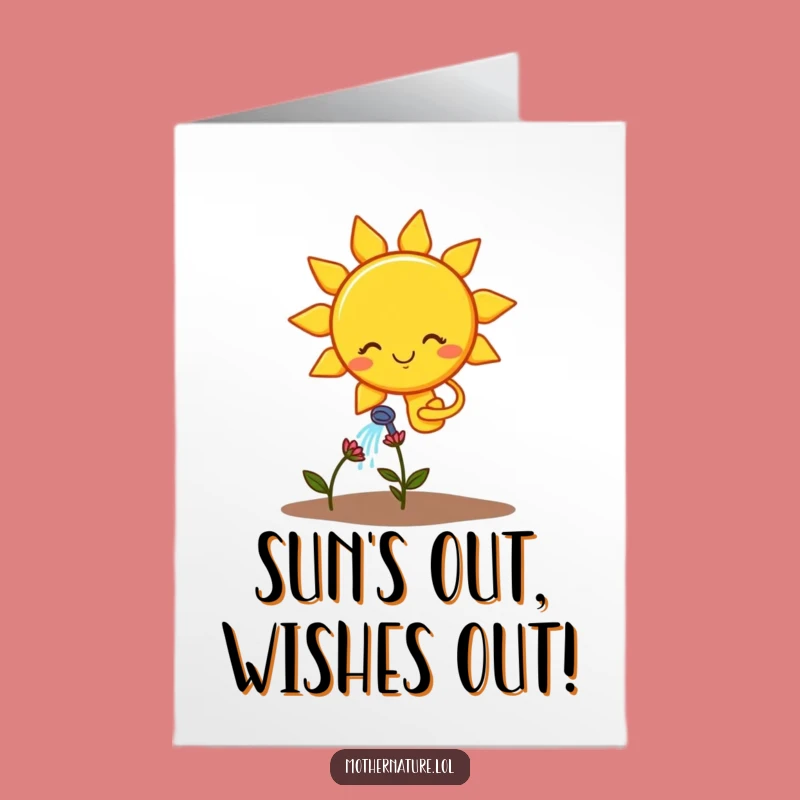 Free Printable Birthday Card: Funny Sun Tries to Save Sad Flower, Downloadable Humorous Gift
