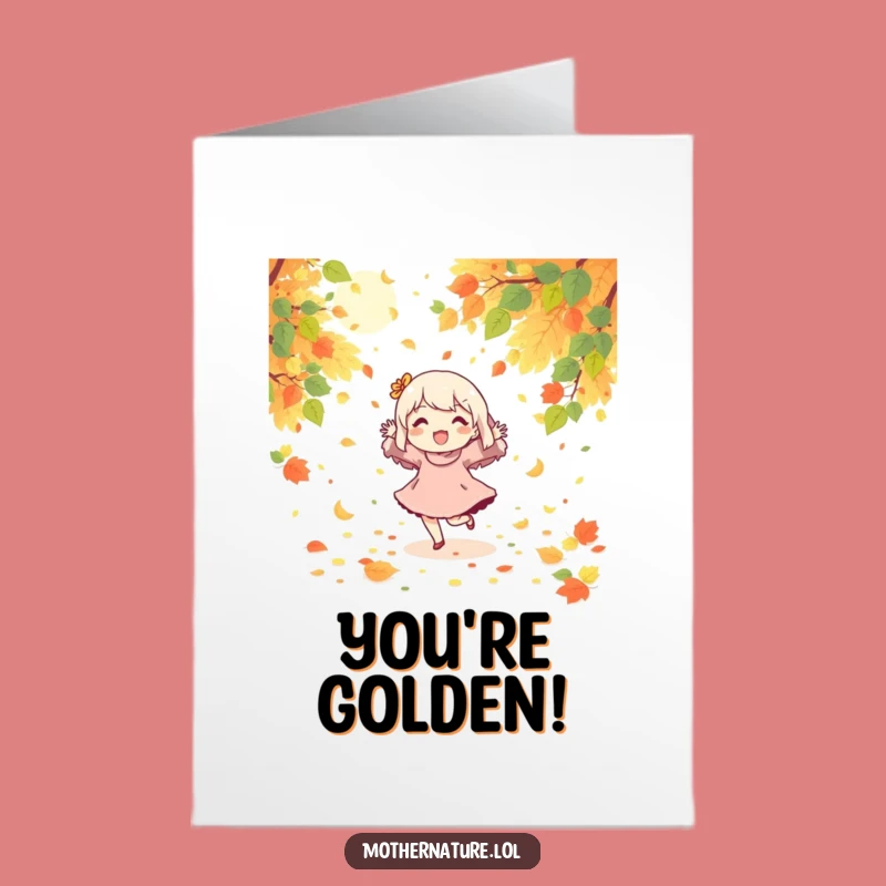 Free Printable Congrats Card: Dancing Leaves Character Funny Downloadable