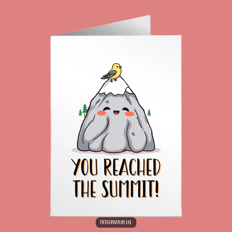 Free Printable Congrats Card: Mountain Shrugs Off Bird, Downloadable Relaxed Celebration Gift