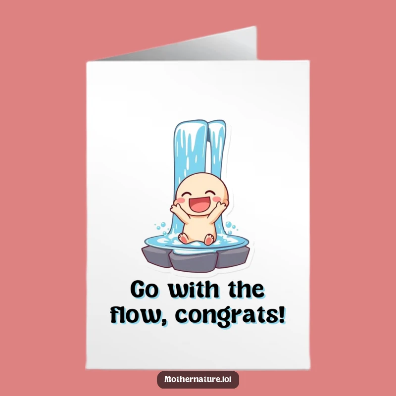 Free Printable Congrats Card: Exuberant Waterfall, Downloadable Achievement Greeting