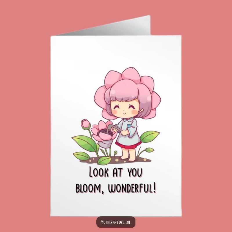 Free Printable Blooming Character Congrats Card: Success Blooms Downloadable