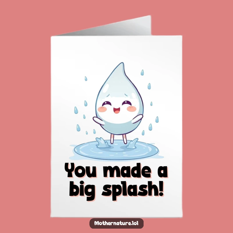 Free Printable Congrats Card: Splashy Success with Raindrop Downloadable Gift