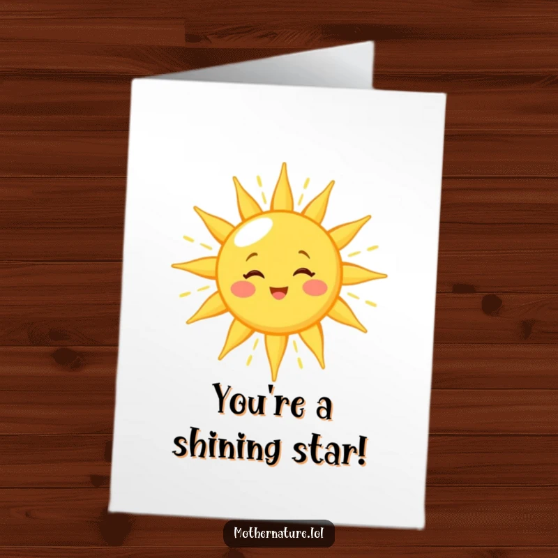 Funny Free Printable Congratulations Card: Cheerful sun winks, showering earth with golden light, celebrating success warmly.