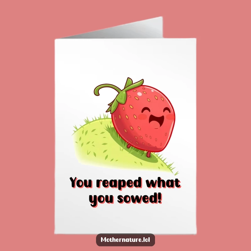 Free Printable Congrats Card: Dizzy Strawberry Rolling Victory Funny Downloadable Gift