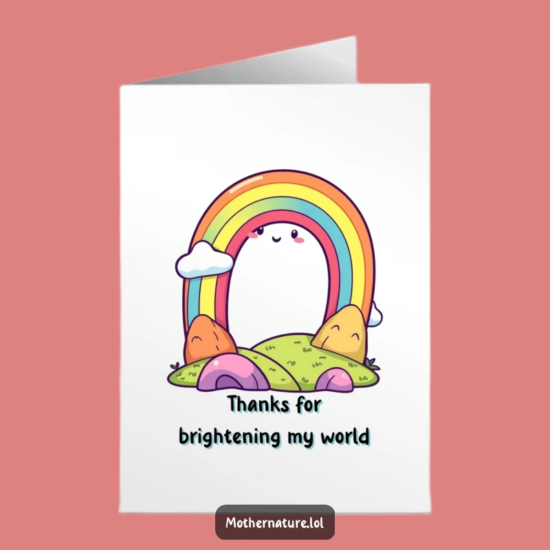 Free Printable Thank You Card Rainbow Character Funny Downloadable Gift for Gratitude