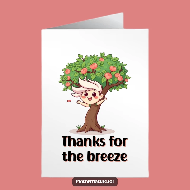 Free Printable Thank You Card: Wind Gust & Tree - Funny Downloadable Gift