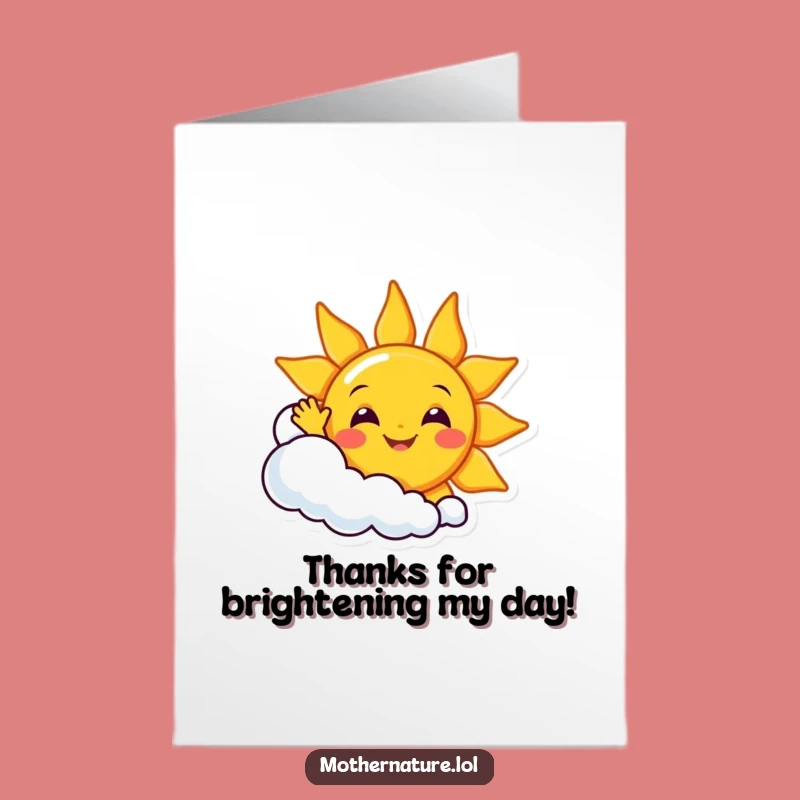 Free Printable Thank You Card: Sunny Cloud Funny Downloadable Cheerful Gift