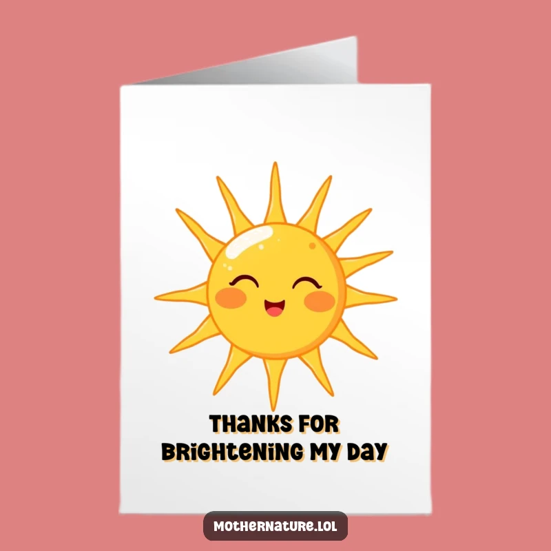 Free Printable Thank You Card: Winking Sun, Funny Downloadable Warm Golden Thanks