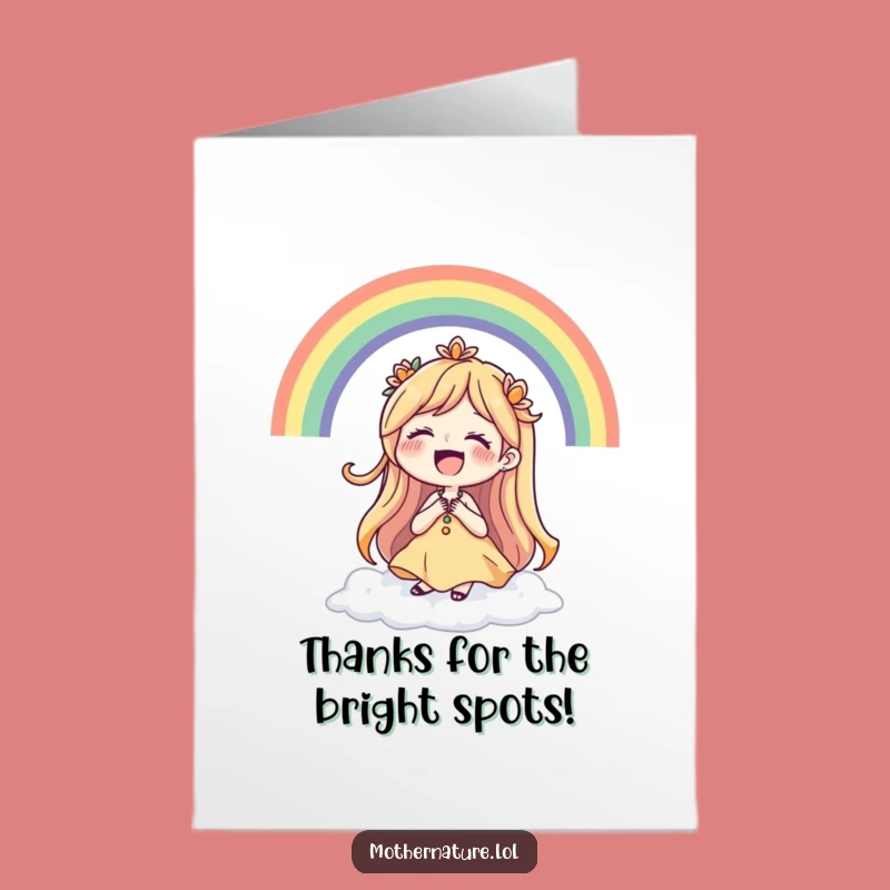 Free Printable Mother Nature Thank You Card: Laughing Rainbow Forms Downloadable Gratitude Gift