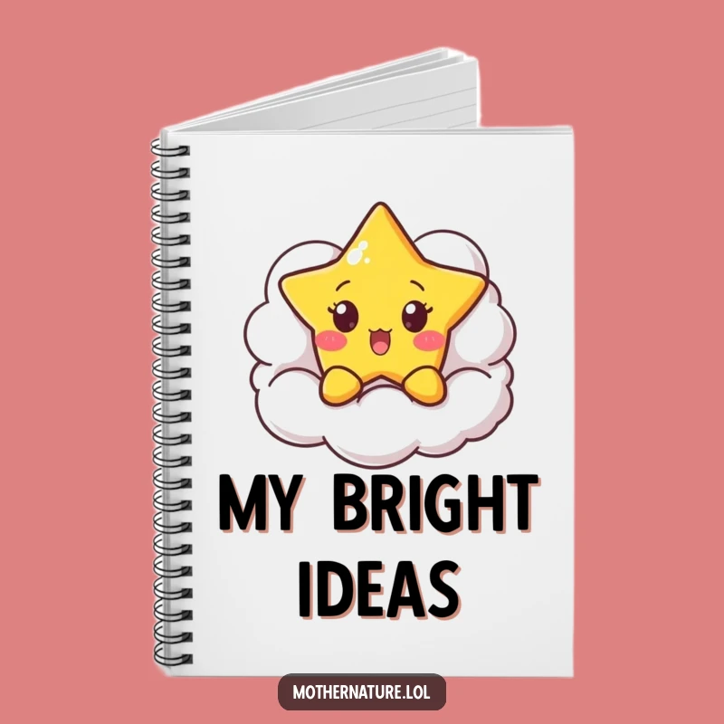 Funny Surprised Star Notebook - Peekaboo Cloud Journal Gift