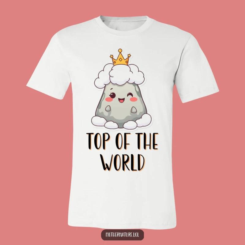 Funny Happy Mountain T-Shirt: Cloud Crown Character Tee