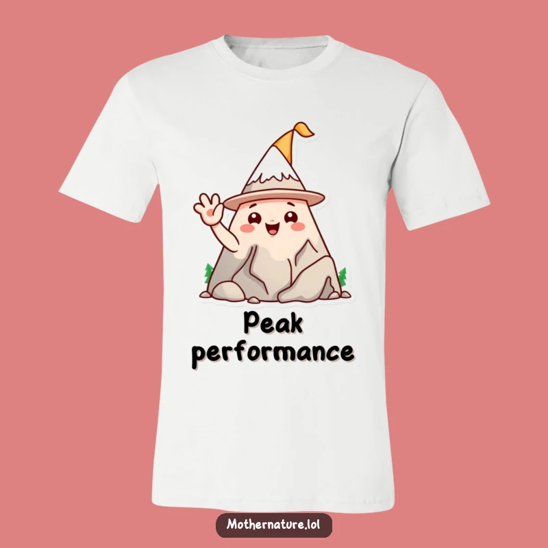 Funny Waving Mountain Hat T-Shirt - Playful Character Tee