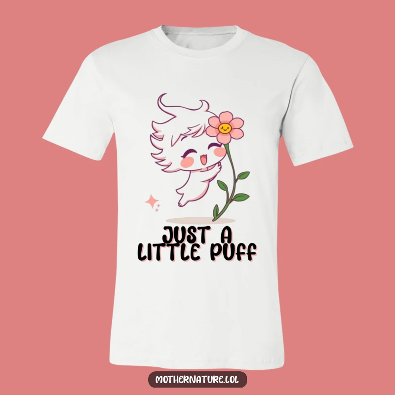 Funny Wind Tickle Flower T-Shirt: Playful Character Tee
