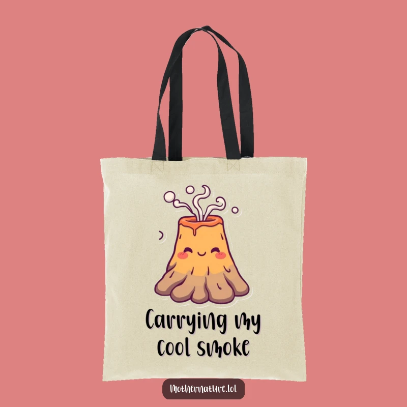 Funny Volcano Tote Bag, Friendly Puffer Accessory, Practical Funny Gift for Daily Errands