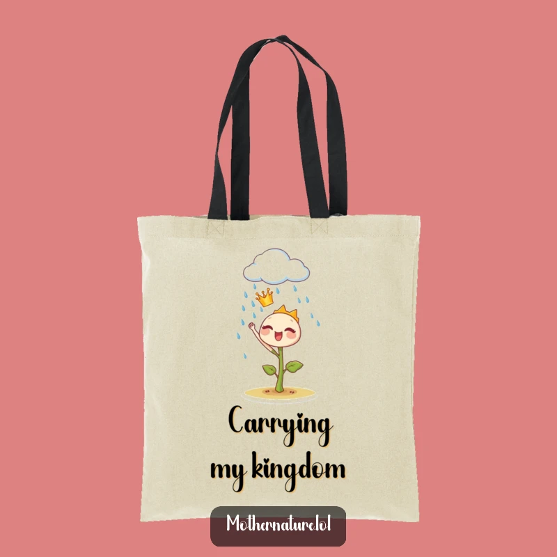 Funny Sprout Crown Tote Bag: Royal Rain Command, Chic Garden Bag