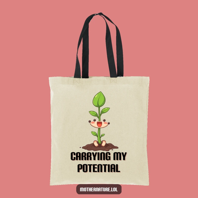 Funny Seedling Tote Bag, Growing Leaf Accessory, Practical Funny Gift for Go-Getters