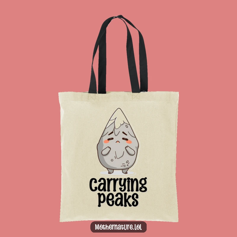 Funny Mountain Adventure Tote Bag: Shrugging Character for Comical Errands