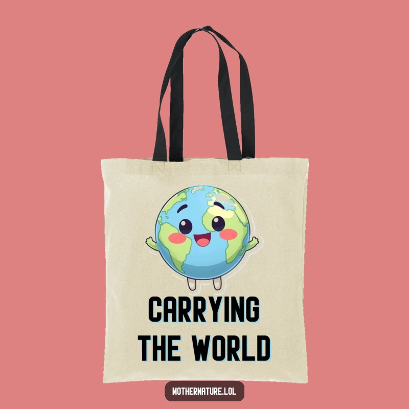 Funny Earth Tote Bag: Bouncing Planet Character Accessory for Eco-Friendly Humor
