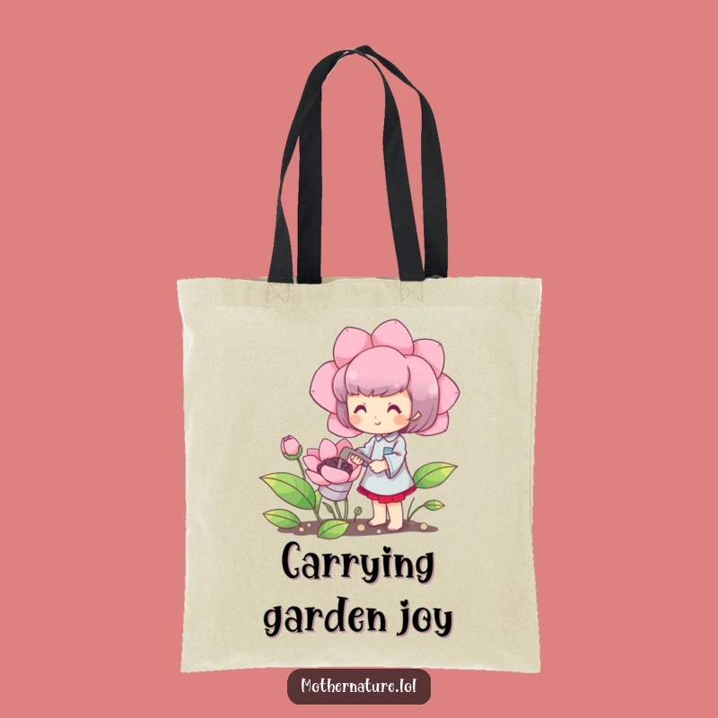 Funny Gardener Tote Bag: Happy Character Flower Accessory Gift