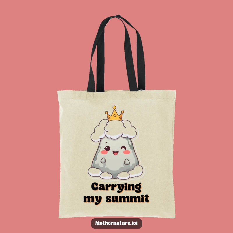 Funny Happy Mountain Tote Bag: Cloud Crown Character Gift