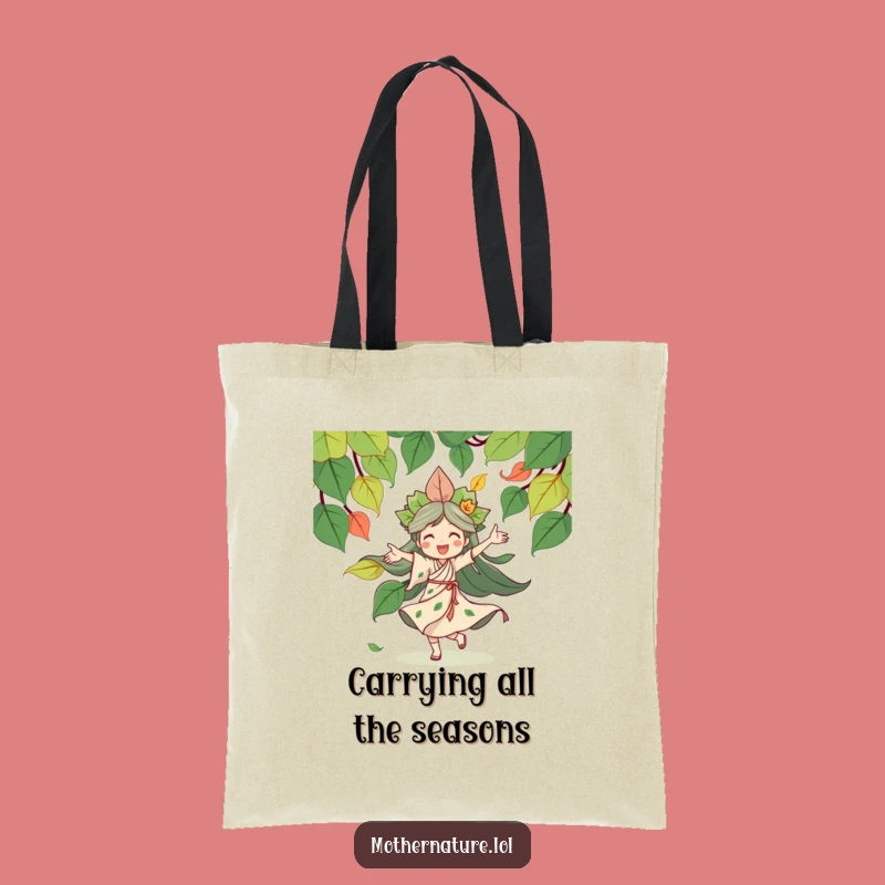 Funny Mother Nature Tote Bag: Joyful Leaf Dancer Eco-Friendly Gift Bag