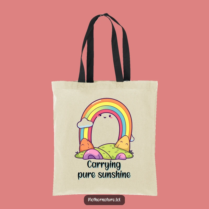 Funny Rainbow Tote Bag, Cheerful Landscape Accessory, Practical Funny Gift for Everyday Smiles